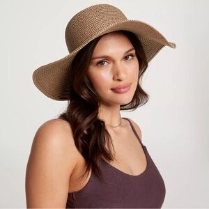 Calia | Floppy Wide Brim Sun Hat in Natural Beige Black OS One Size